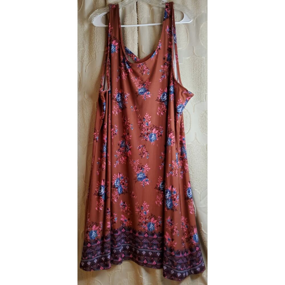 #550 Excellent Pre-Loved  Mudd Tank Floral Print Dress W/Crisscross Back Size 3X